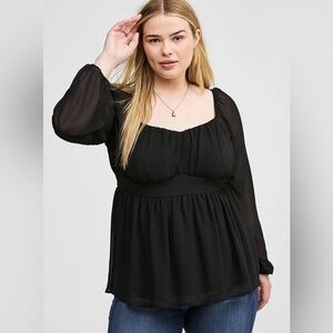 NWOT Torrid chiffon long sleeve peplum top